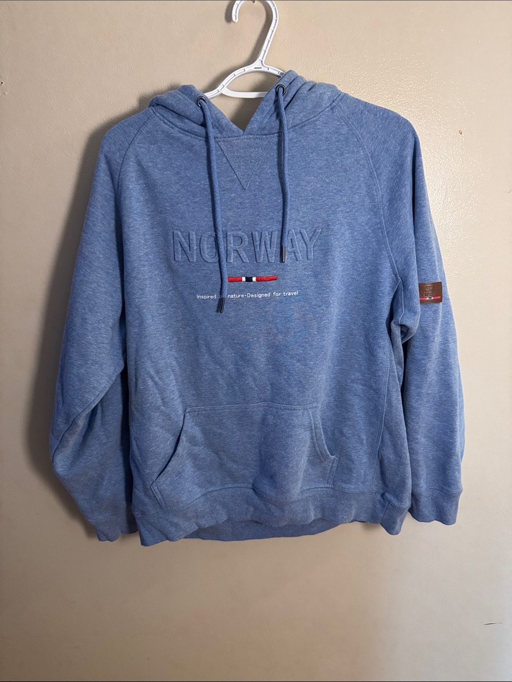 Norway Embroidered Blue Hooded Sweatshirt